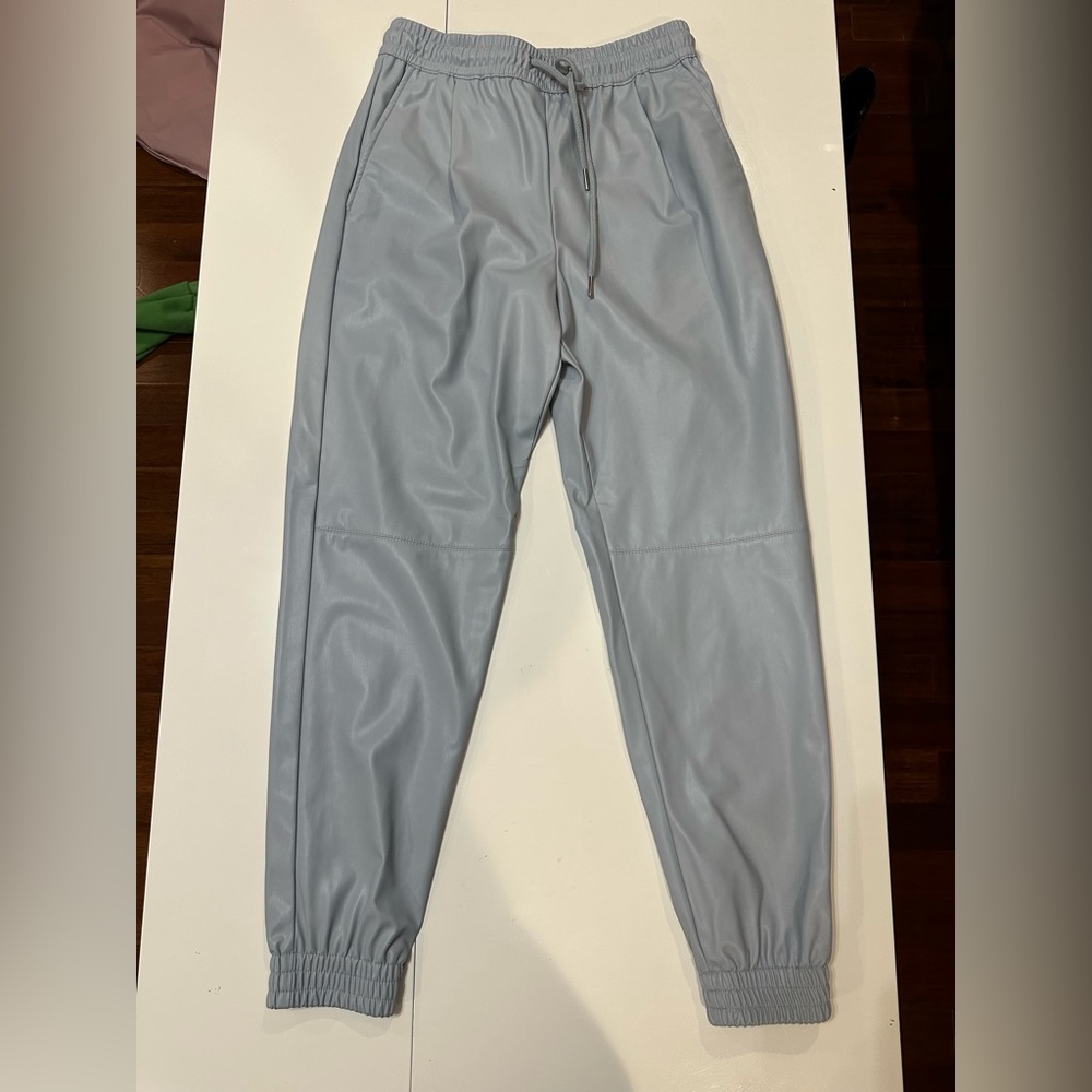 Women’s Zara Light Blue Faux Leather Joggers